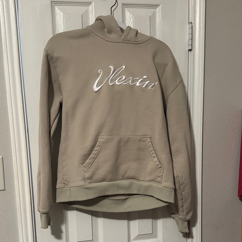 Vlexin Express Yourself Beige Hoodie with Embroidered Logo